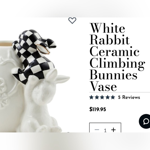 MacKenzie-Childs White Rabbit Ceramic Climbing Bunnies Vase. 1 small flaw. 🐰 - Picture 2 of 16